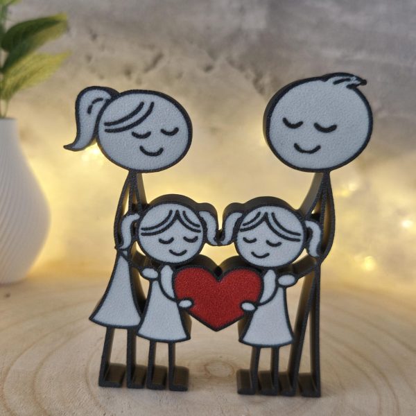 Familienfigur Mama Papa 2 Töchter – 3D Druck Deko – Geschenk für Familie