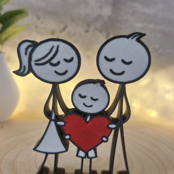 Familienfigur Mama Papa Sohn – 3D Druck Deko – Geschenk für Familie