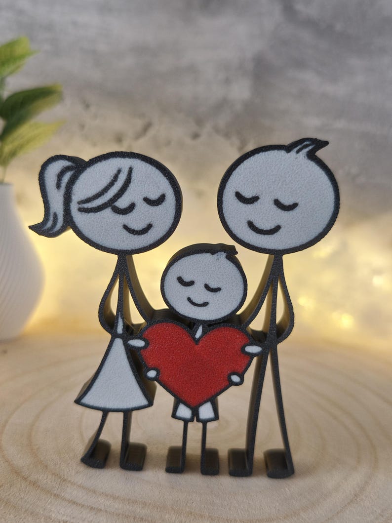Familienfigur Mama Papa Sohn – 3D Druck Deko – Geschenk für Familie