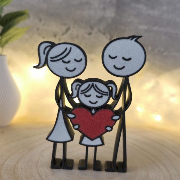 Familienfigur Mama Papa Tochter – 3D Druck Deko – Geschenk für Familie