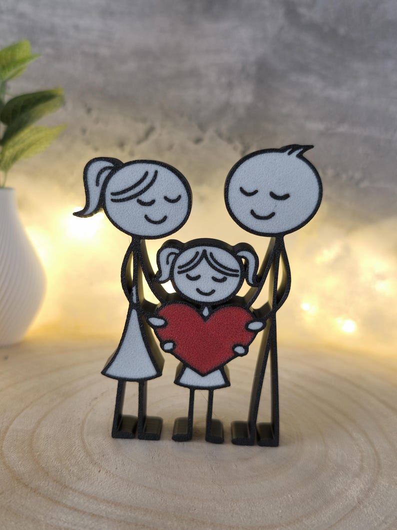 Familienfigur Mama Papa Tochter – 3D Druck Deko – Geschenk für Familie