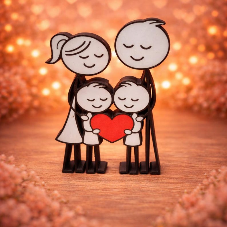 Familienfigur mit Herz – liebende Familie – 2 Söhne