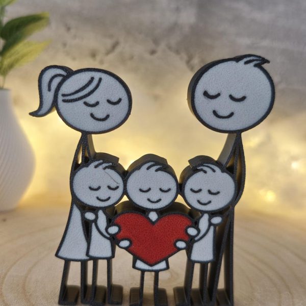 Familienfiguren: Mama, Papa, 2 Söhne, 1 Tochter – 3D gedrucktes Dekor