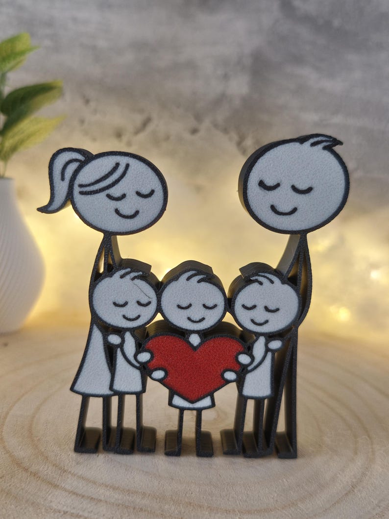 Familienfiguren: Mama, Papa, 2 Söhne, 1 Tochter – 3D gedrucktes Dekor