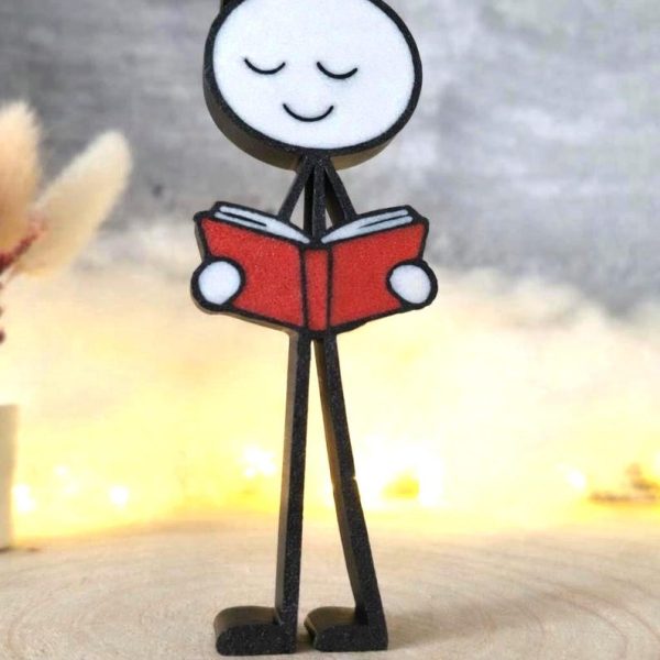 Kleiner Leser – Mann mit Buch – Minimalistische 3D Druck – Geschenk für Bücherliebhaber