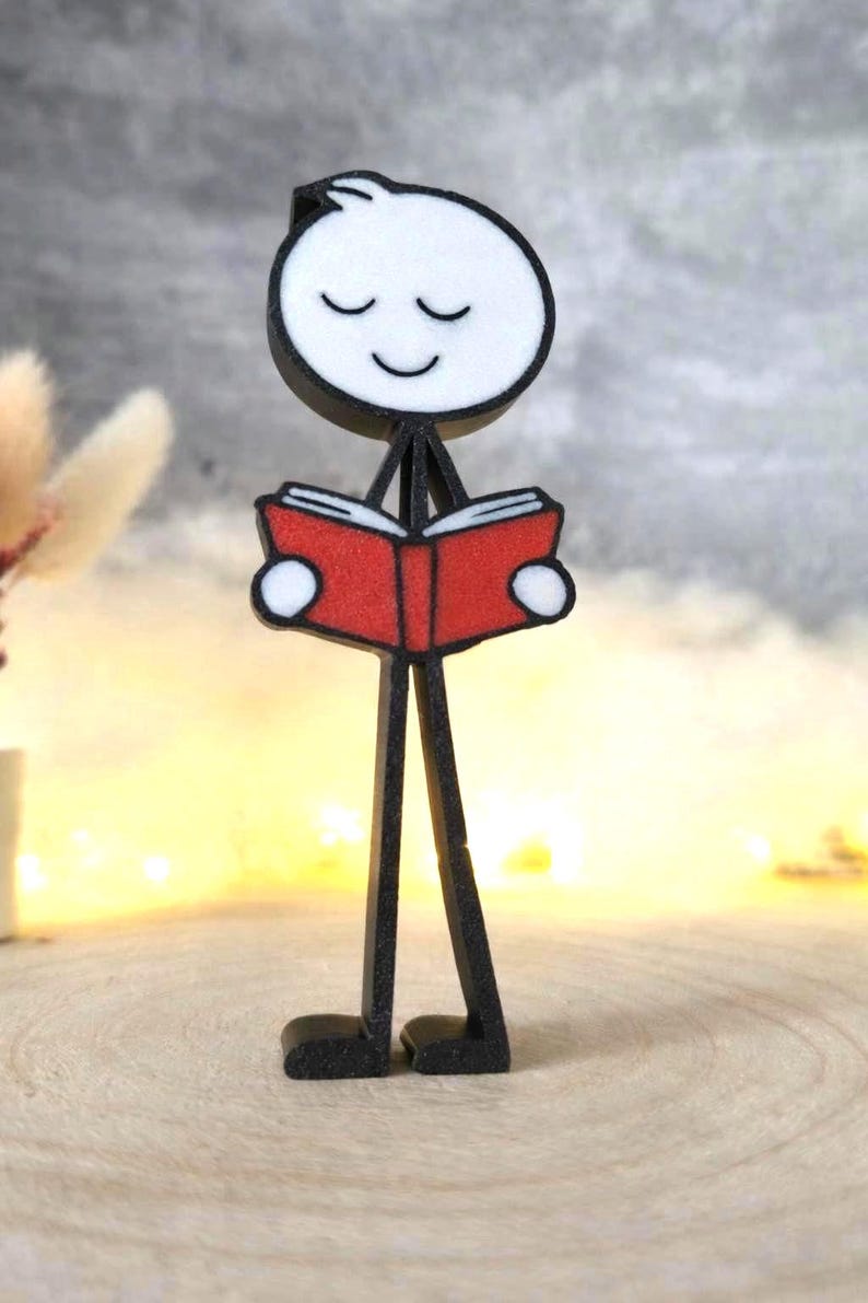 Kleiner Leser – Mann mit Buch – Minimalistische 3D Druck – Geschenk für Bücherliebhaber