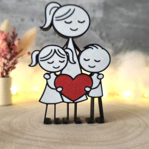 Mama mit Tochter und Sohn – 3D Druck mit Herz – Muttertag Geschenk – Familienliebe