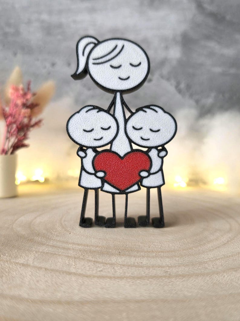 Mama mit zwei Söhnen – 3D Druck mit Herz – Muttertag Geschenk – Familienliebe