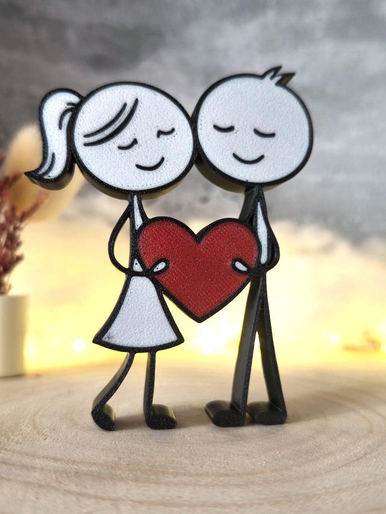 Mann & Frau – Paar mit Herz – 3D Druck – Geschenk für Paare