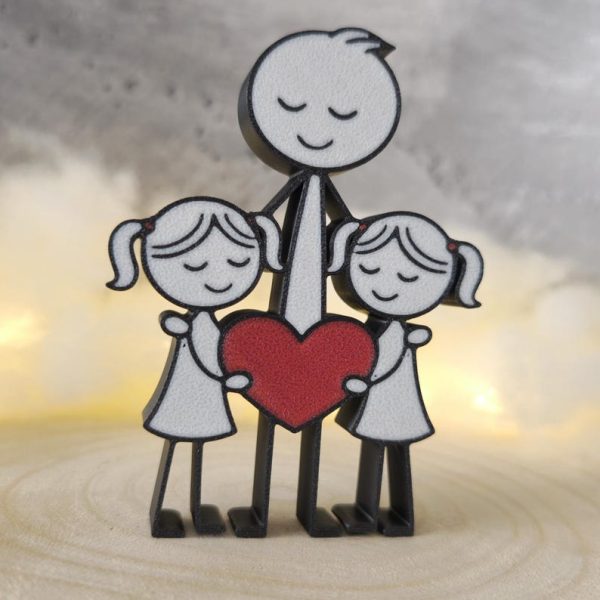 Papa mit 2 Töchtern Figur 3D Druck – Vater Tochter Geschenk