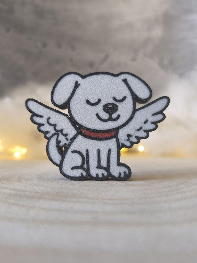 Schutzengel Hund mit Flügeln – 3D Druck Figur – Geschenk für Hundeliebhaber