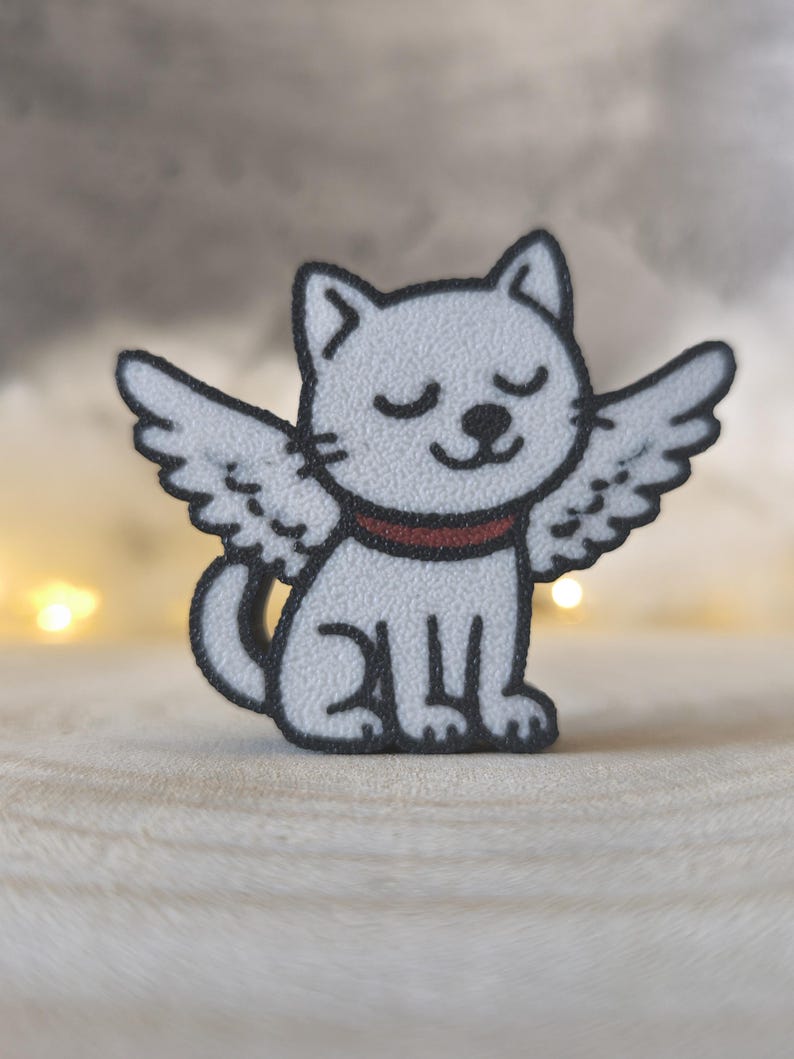 Schutzengel Katze mit Flügeln – 3D Druck Figur – Geschenk für Katzenliebhaber